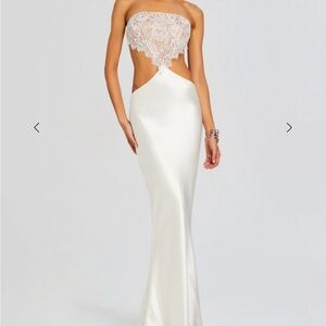 Retrofete Strapless White Cutout Gown